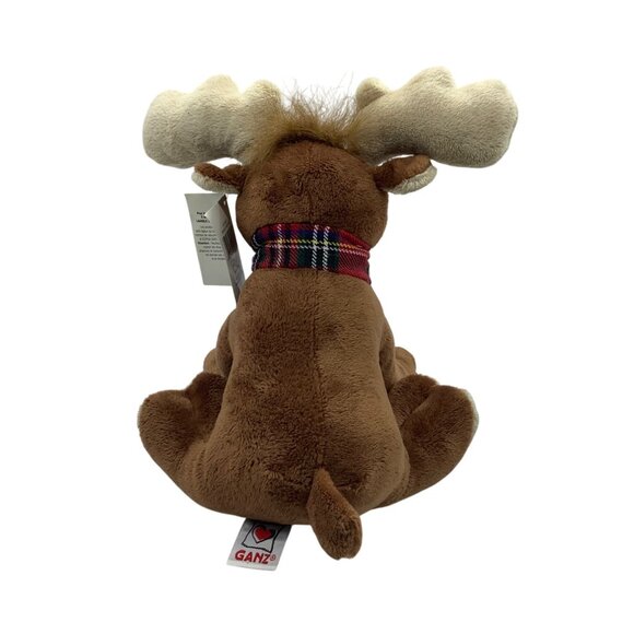 Vtg Ganz Mosley Moose Plush Stuffed Animal Plaid Scarf Soft Brown Tan TAG 10" - Picture 6 of 7